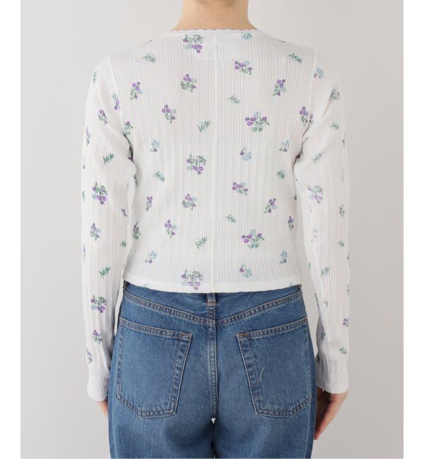 journal standard L'essage「【JANE SMITH/ジェーンスミス】COTTON EYELET RIB FLOWER ：カーディガン」|カーディガン|
