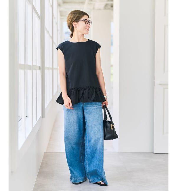 Spick and Span「《予約》裾フリルフレンチスリーブプルオーバー」|Tシャツ・カットソー|