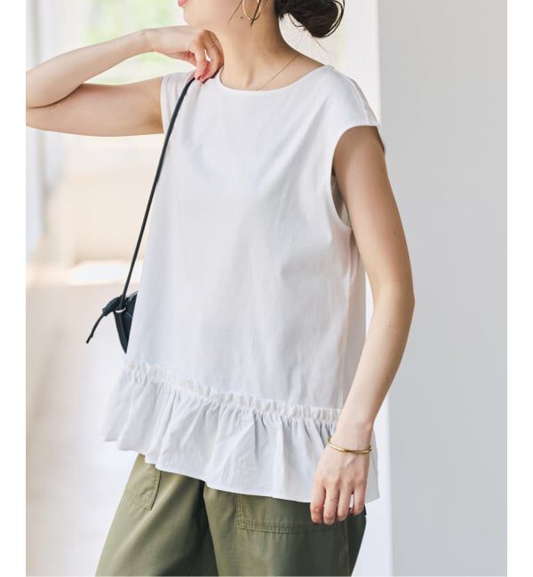 Spick and Span「《予約》裾フリルフレンチスリーブプルオーバー」|Tシャツ・カットソー|