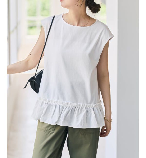 Spick and Span「《予約》裾フリルフレンチスリーブプルオーバー」|Tシャツ・カットソー|