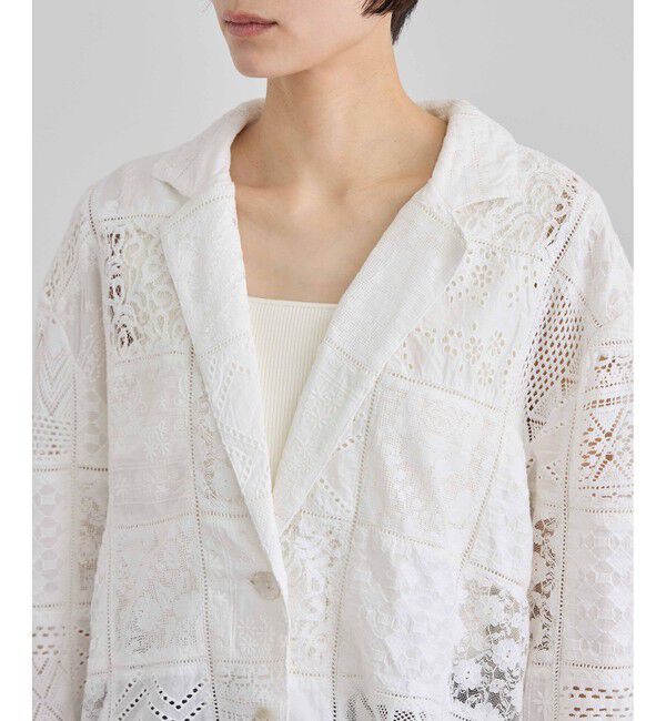 SALON adam et rope'「【WEB限定】刺繍レースパッチワークシャツジャケット/ セットアップ対応」|テーラードジャケット|