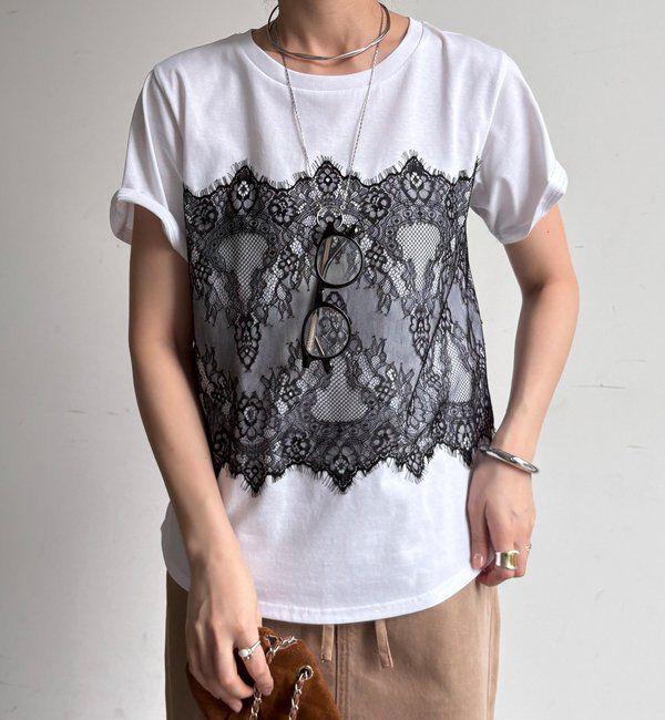  「レースドッキングTEE」|Tシャツ・カットソー|