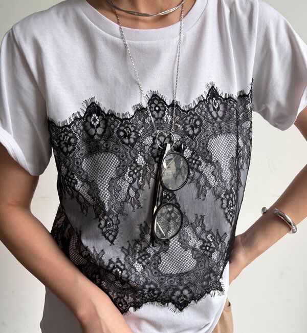  「レースドッキングTEE」|Tシャツ・カットソー|