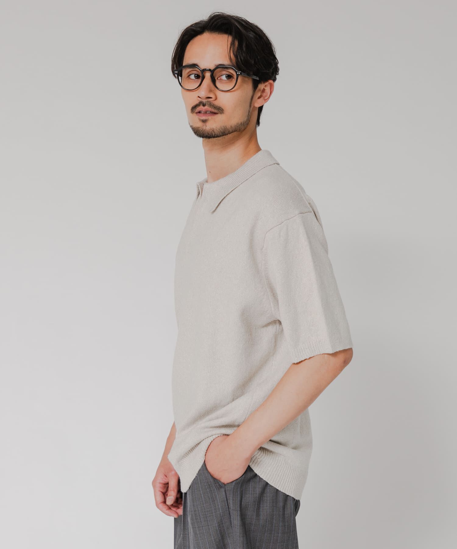 URBAN RESEARCH「SILK NOIL スキッパーポロニット」|ポロシャツ|