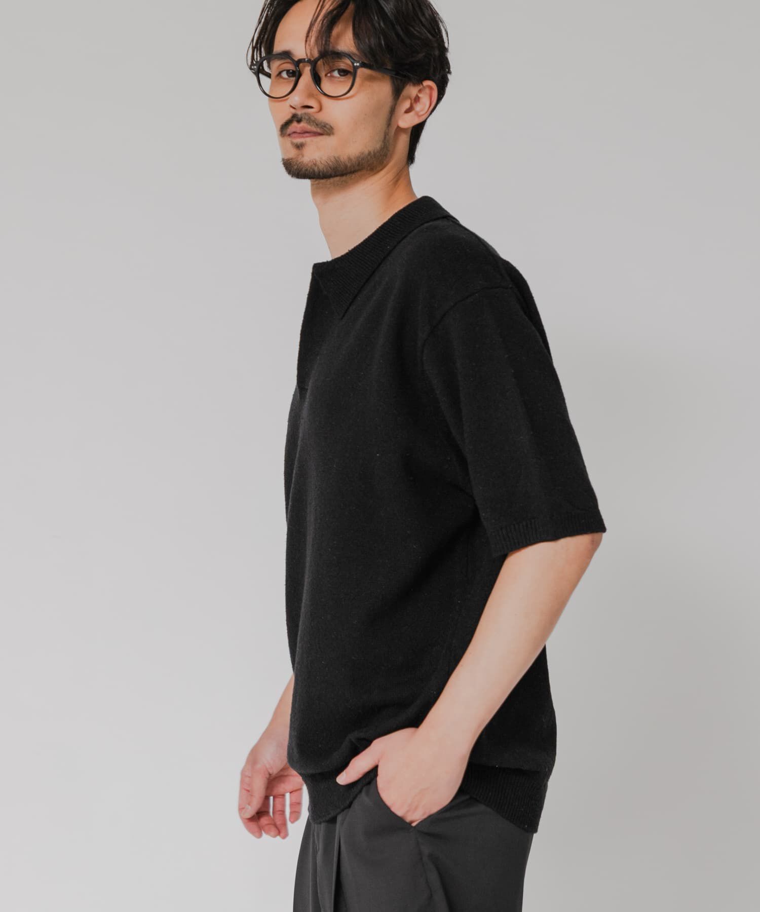 URBAN RESEARCH「SILK NOIL スキッパーポロニット」|ポロシャツ|