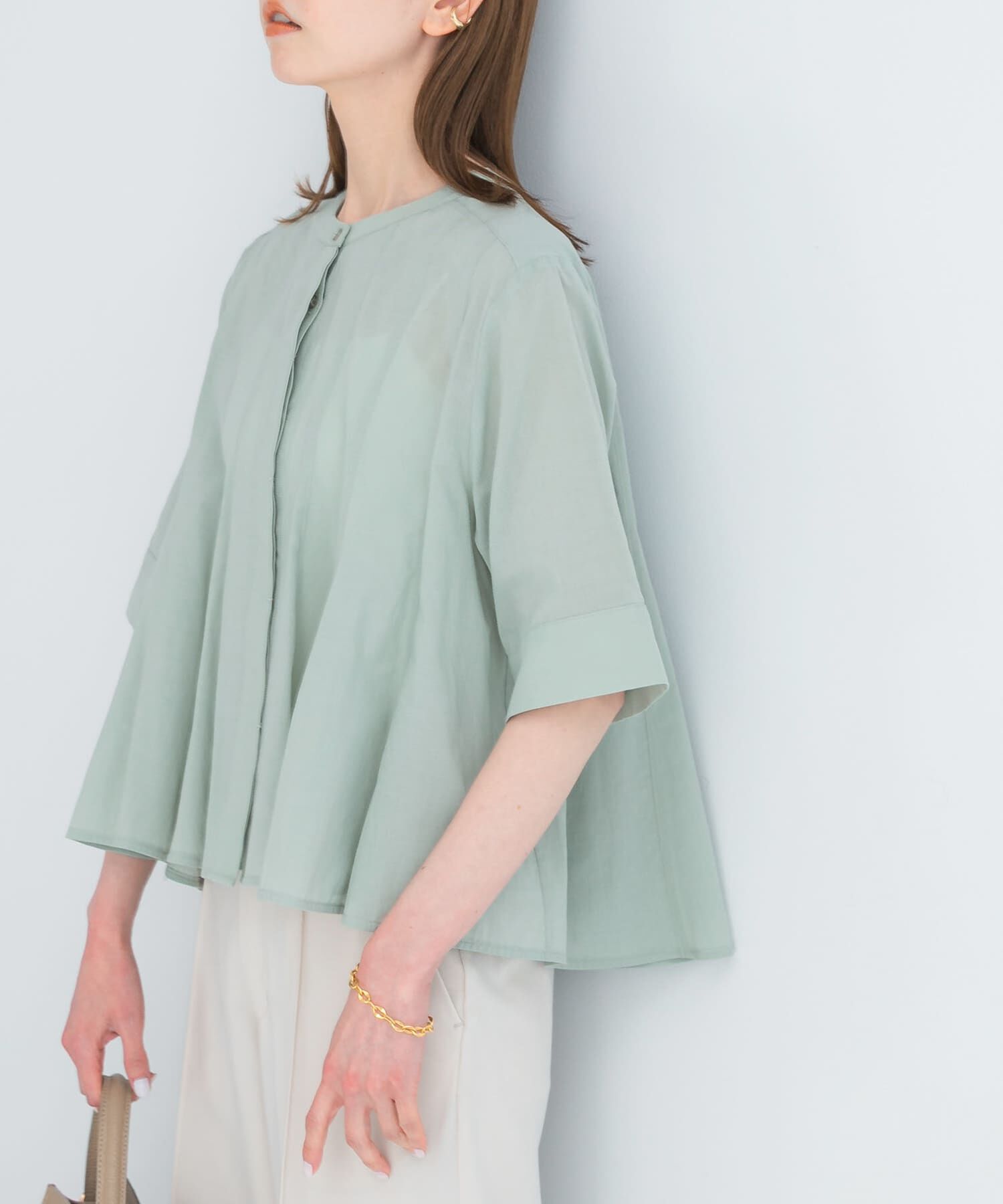 URBAN RESEARCH ROSSO「『WEB限定』コットンボイルフレアシャツ」|シャツ・ブラウス|ミント