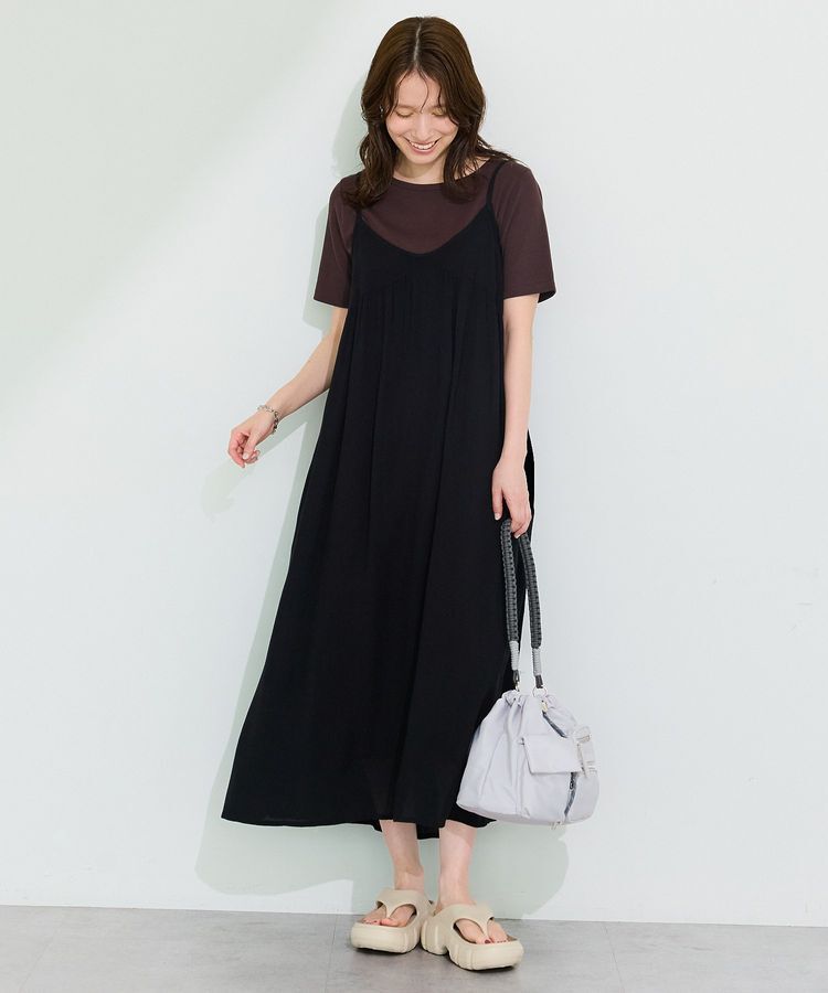 Green Parks「レーヨンクレープキャミワンピース」|ワンピース|Black