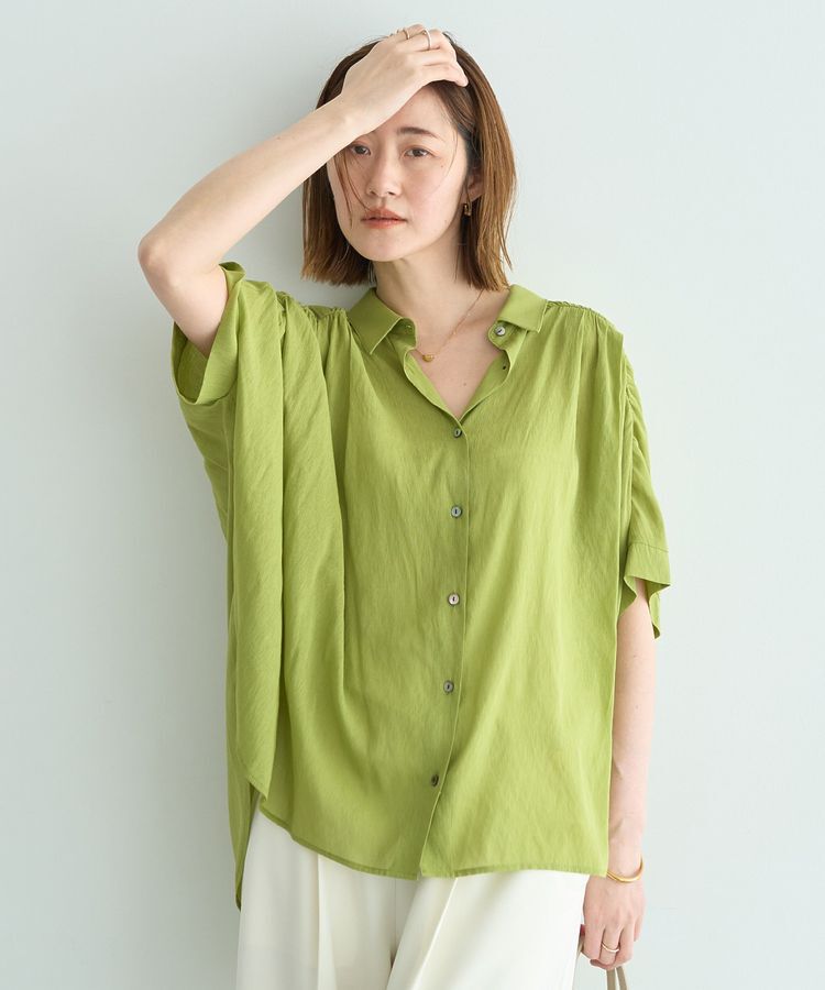 YECCA VECCA「<<ドライタッチ>>シアーバックギャザーシャツ」|シャツ・ブラウス|