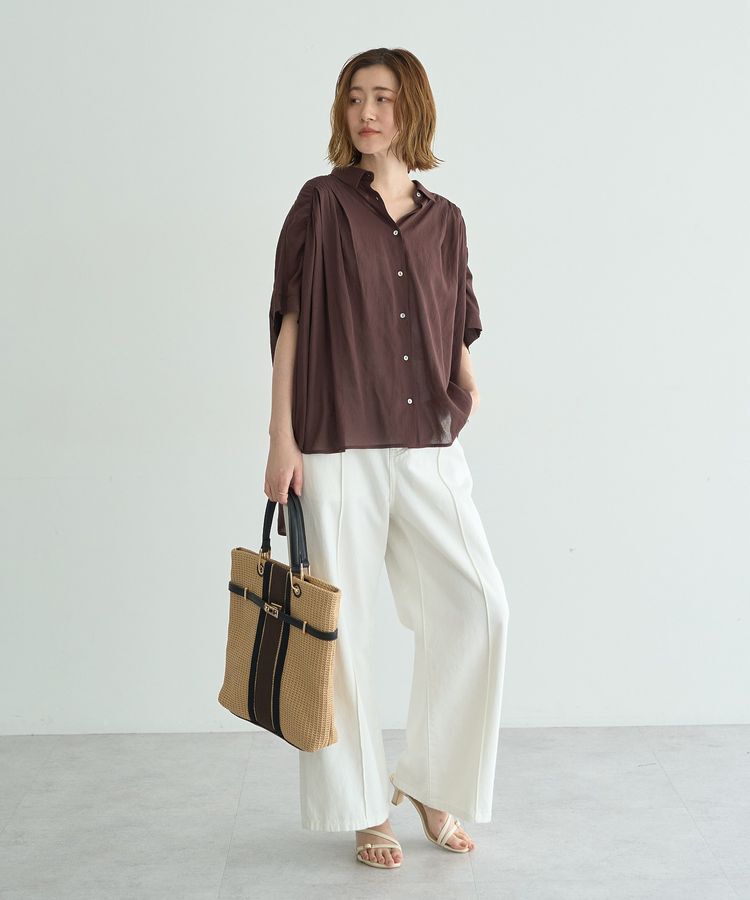 YECCA VECCA「<<ドライタッチ>>シアーバックギャザーシャツ」|シャツ・ブラウス|