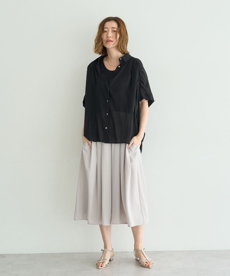 YECCA VECCA「<<ドライタッチ>>シアーバックギャザーシャツ」|シャツ・ブラウス|