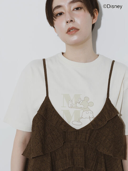 Te chichi「【Disney】ミッキー/ワンカラー刺繍Tシャツ」|Tシャツ・カットソー|