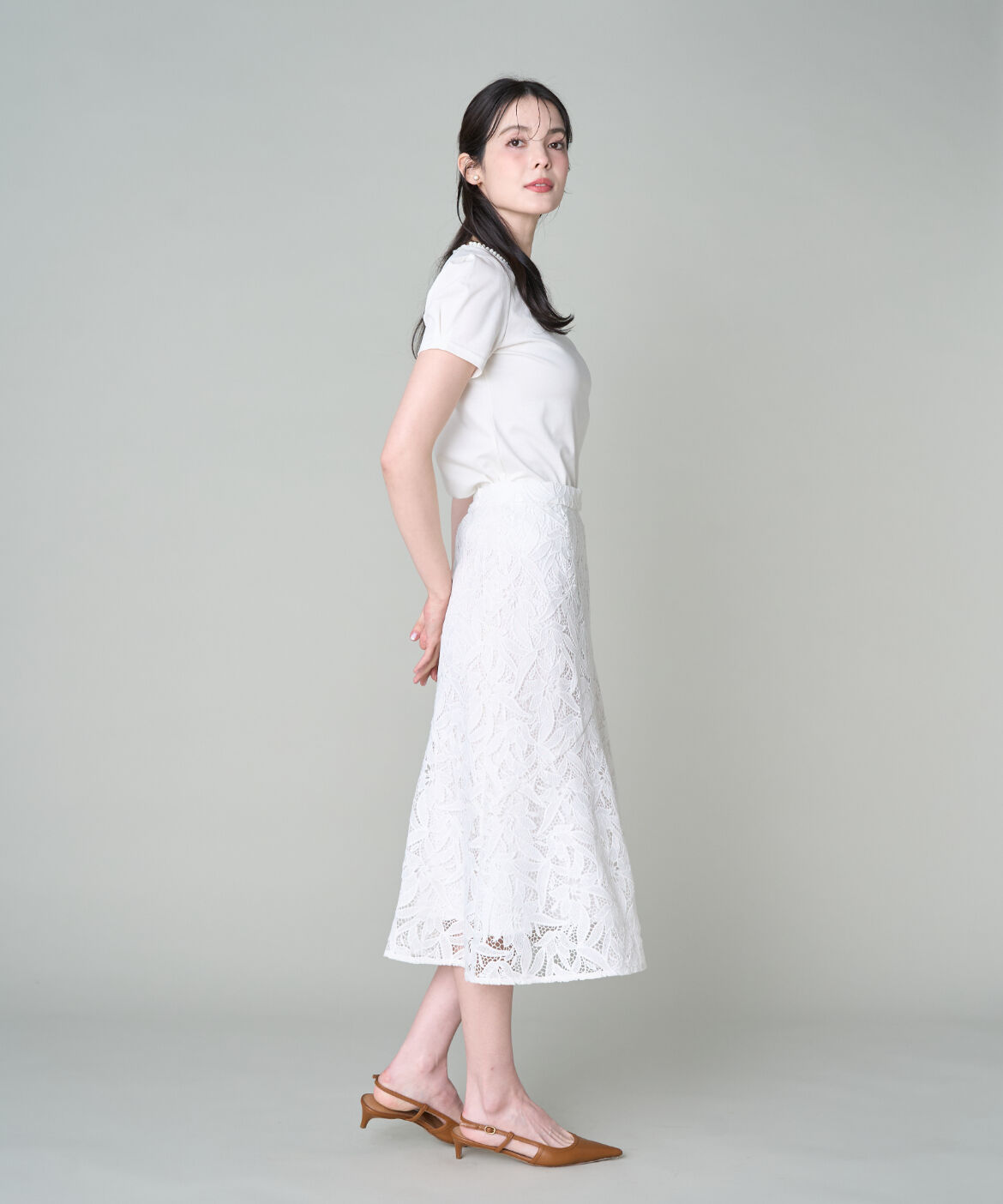 Maglie le cassetto「《プラスサイズ》フラワーレース柄スカート《M Maglie le cassetto》」|スカート|