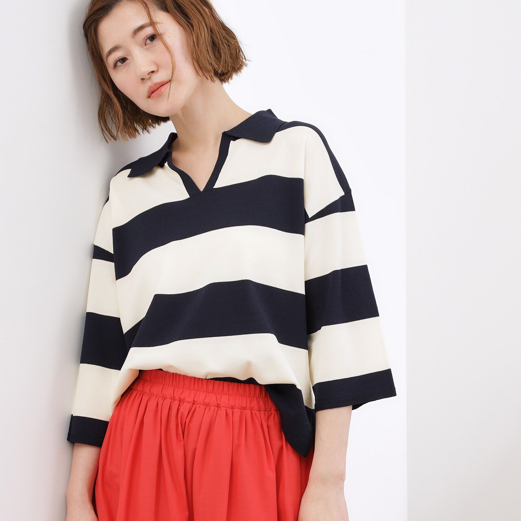 grove「【貴島明日香さん着用・ひんやり＆UVカット】ラガークロップドプルオーバー」|ニット・セーター|