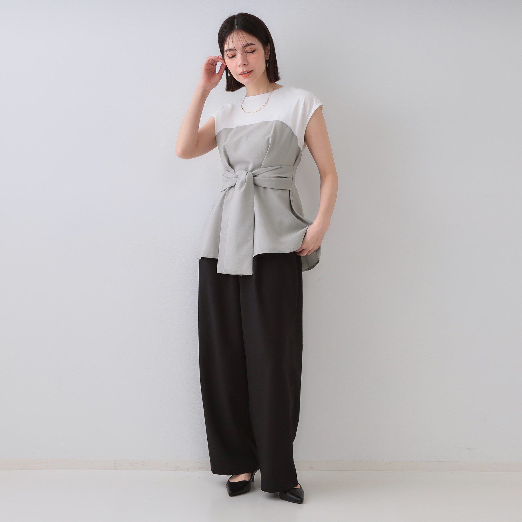 OPAQUE.CLIP「ビスチェドッキングカットソー【洗濯機洗い可】」|Tシャツ・カットソー|