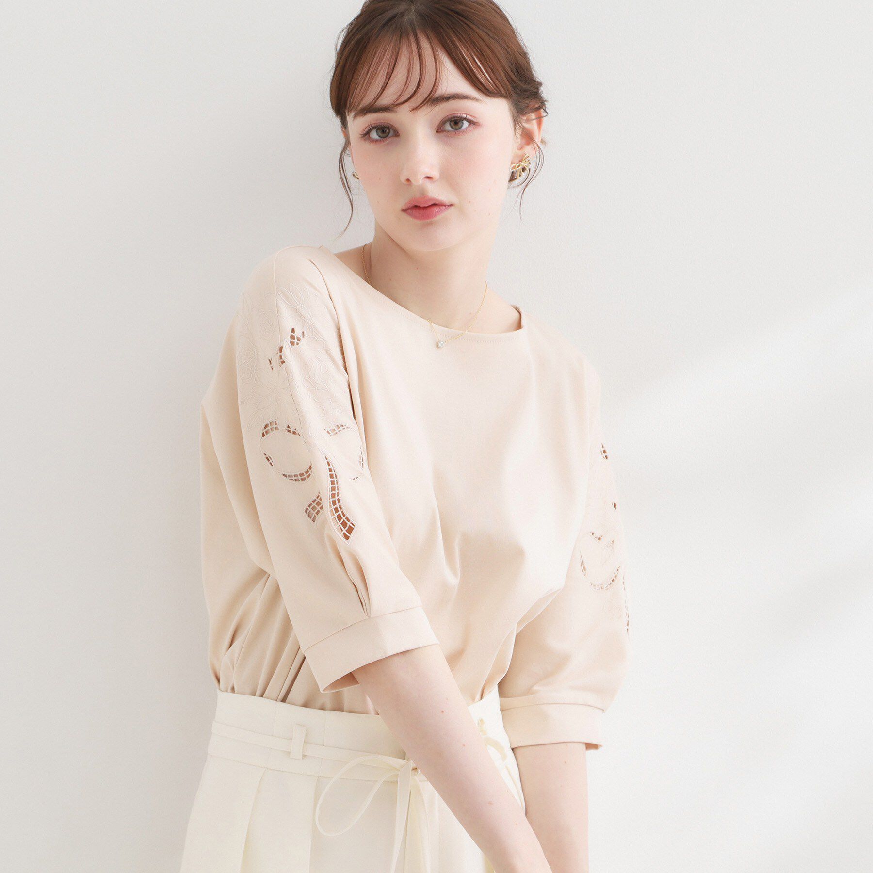 Couture broach「【接触冷感・UVカット】エンブロドルマントップス」|Tシャツ・カットソー|