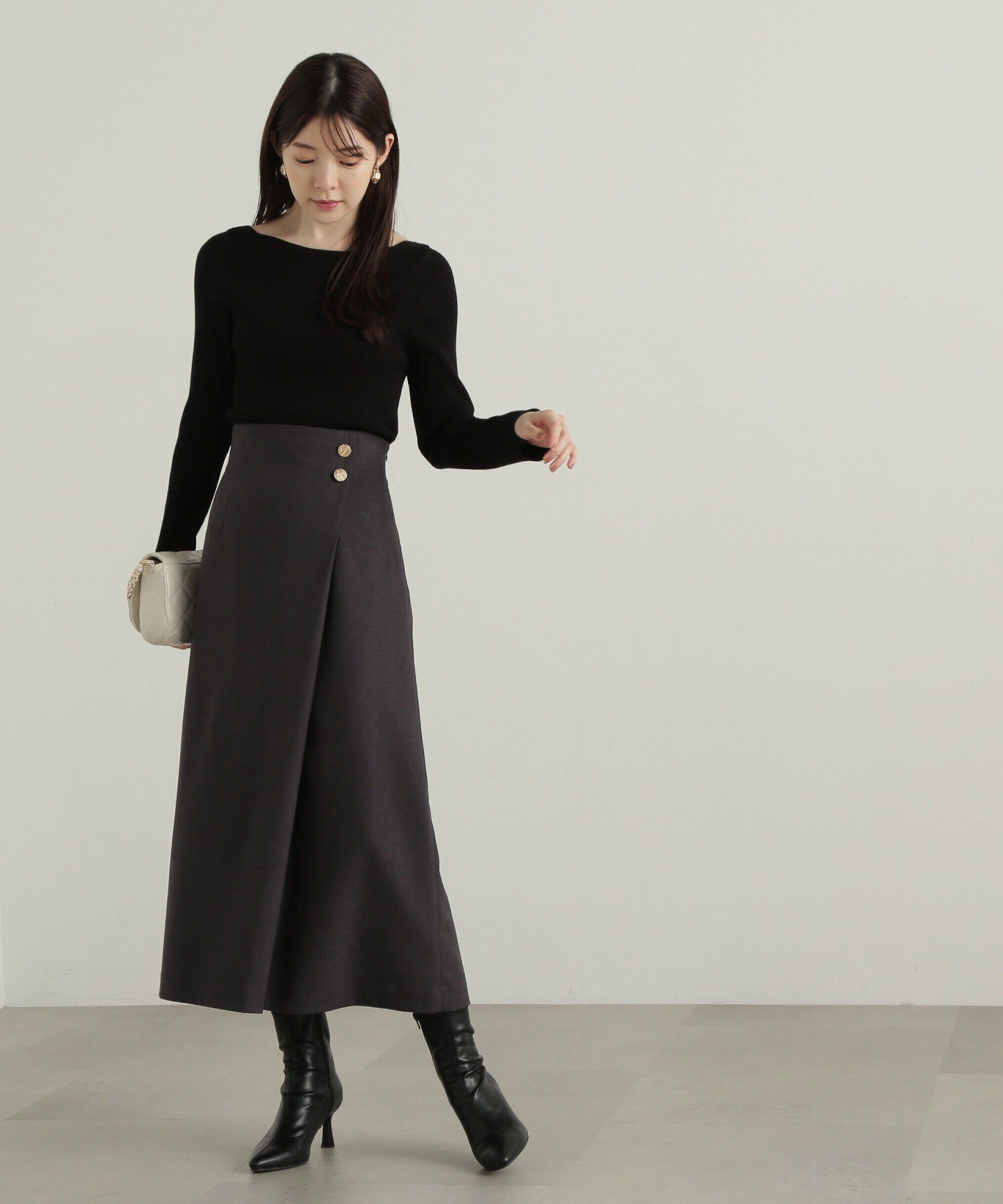 PROPORTION BODY DRESSING「ラップ風タックナロースカート」|スカート|