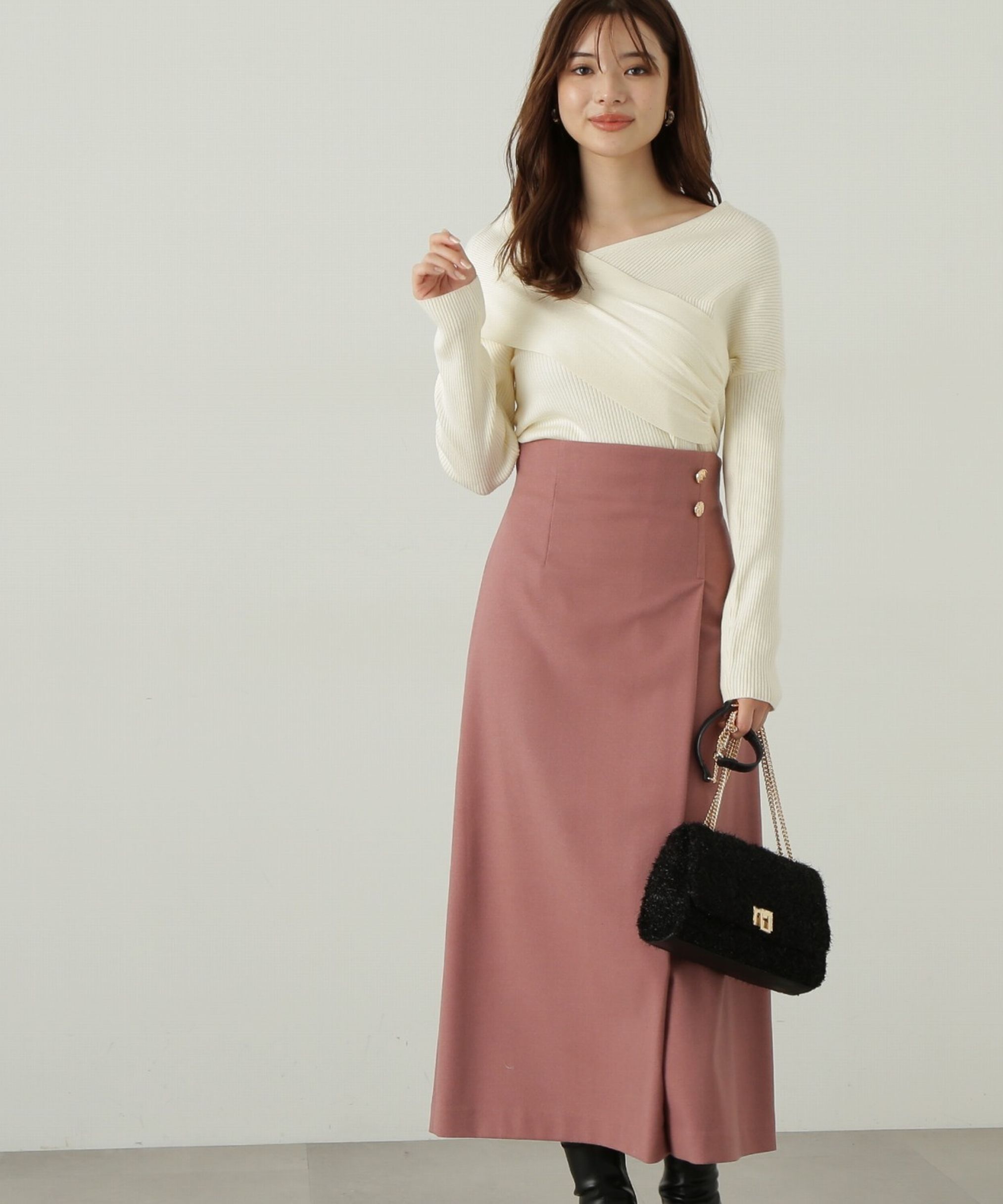 PROPORTION BODY DRESSING「ラップ風タックナロースカート」|スカート|