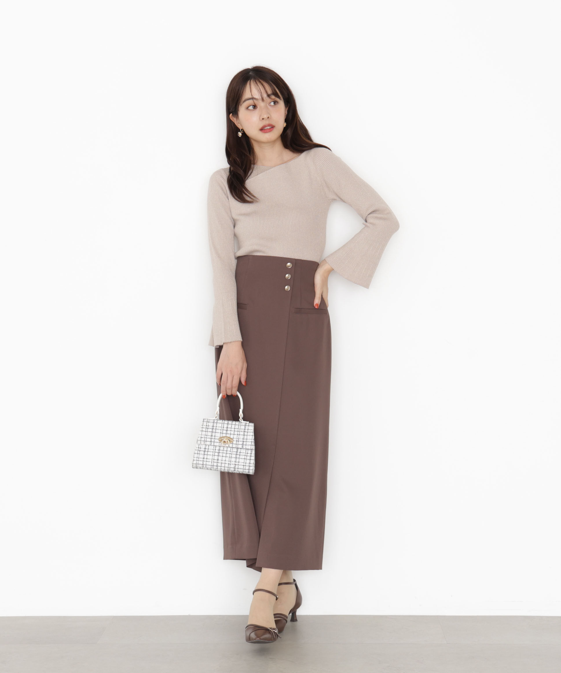 PROPORTION BODY DRESSING「アシメ釦ナロースカート 25AW」|スカート|