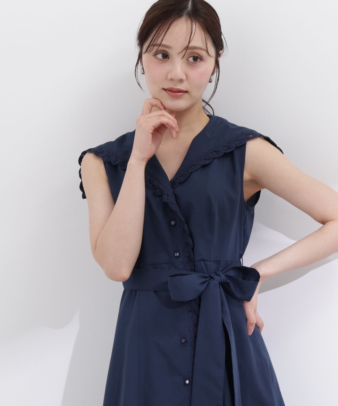 PROPORTION BODY DRESSING「セーラーカラーレーストリムワンピース」|ワンピース|