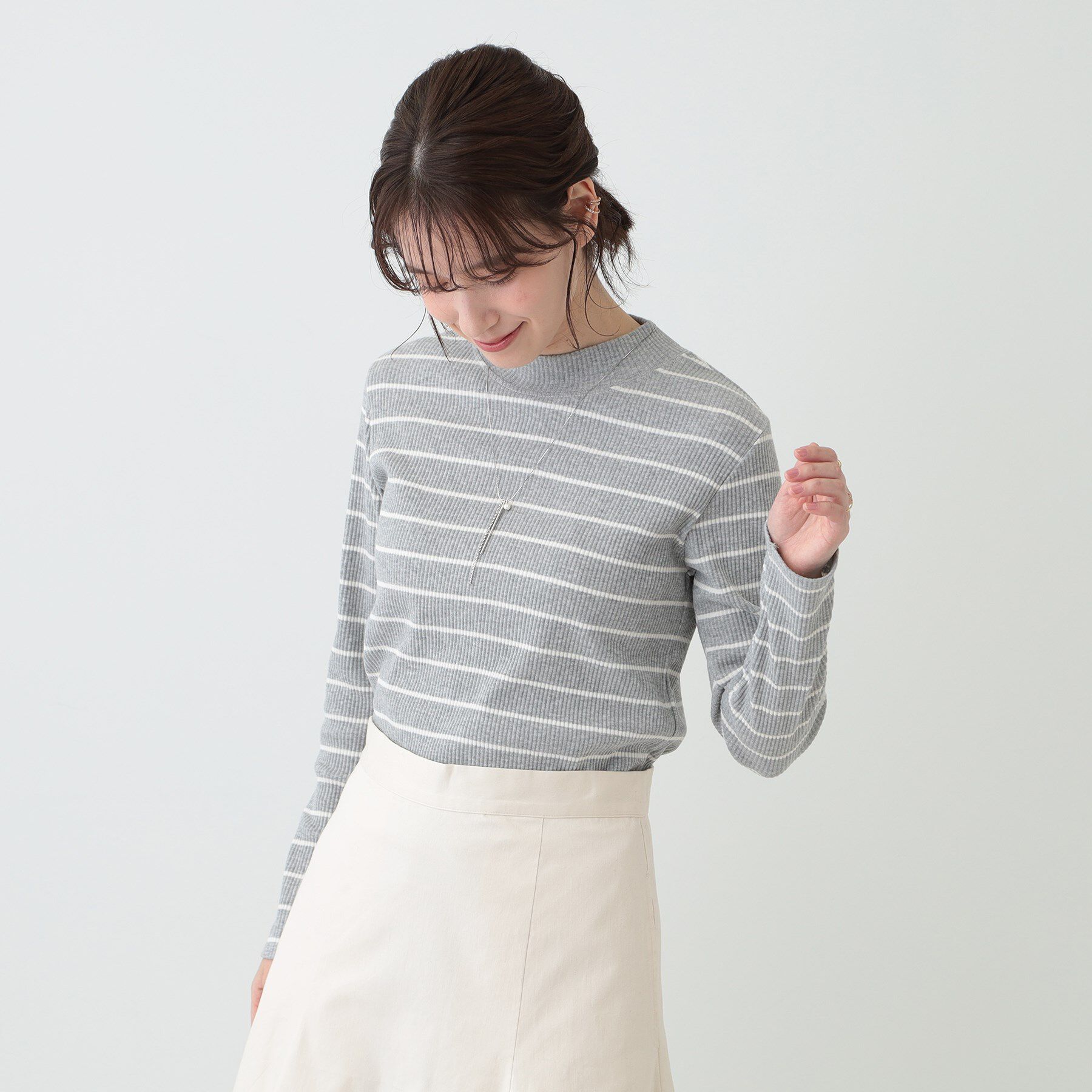 SHOO･LA･RUE「【S-LL】テレコリブハイネックトップス」|Tシャツ・カットソー|