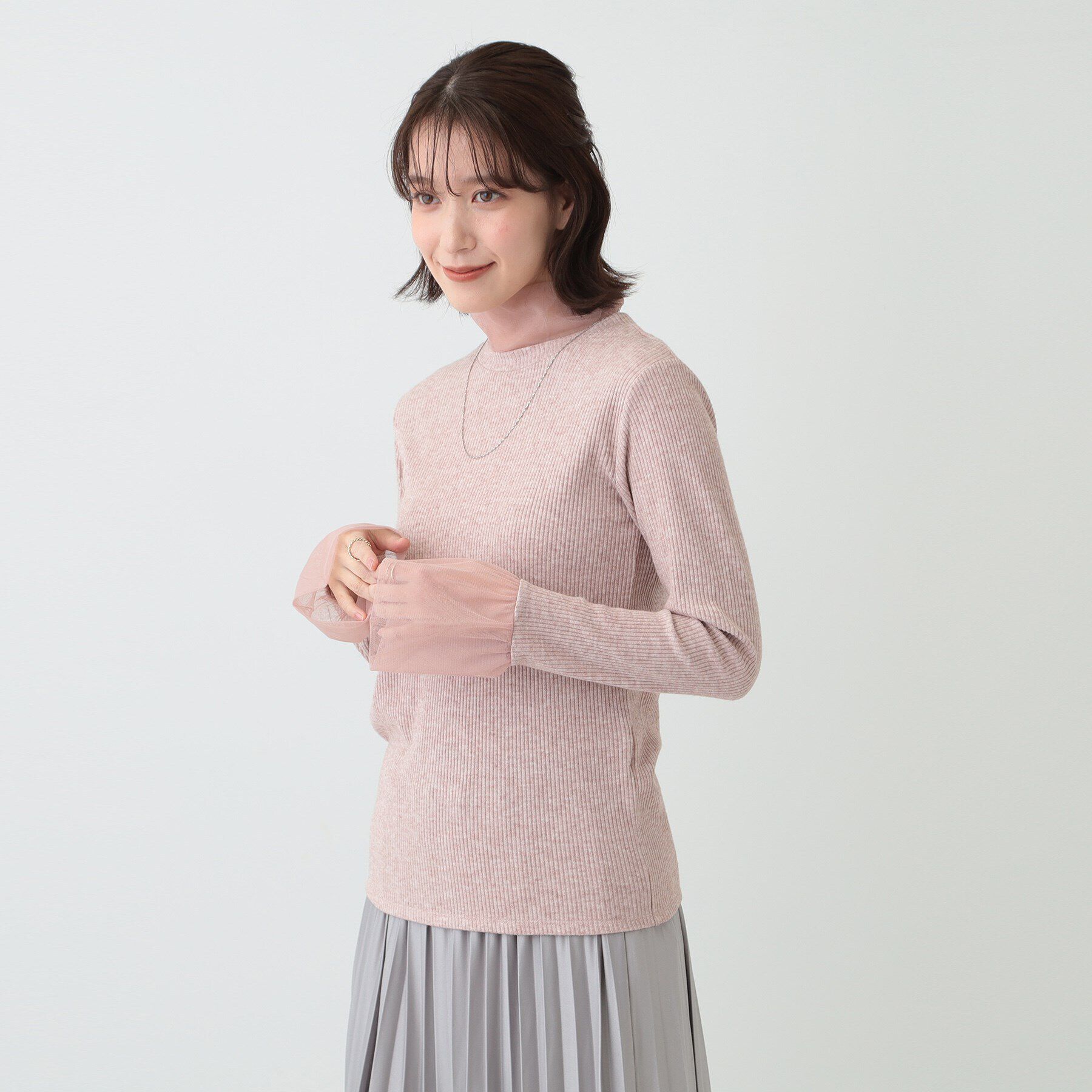 SHOO･LA･RUE「【S-LL】チュール切替リブインナートップス」|Tシャツ・カットソー|
