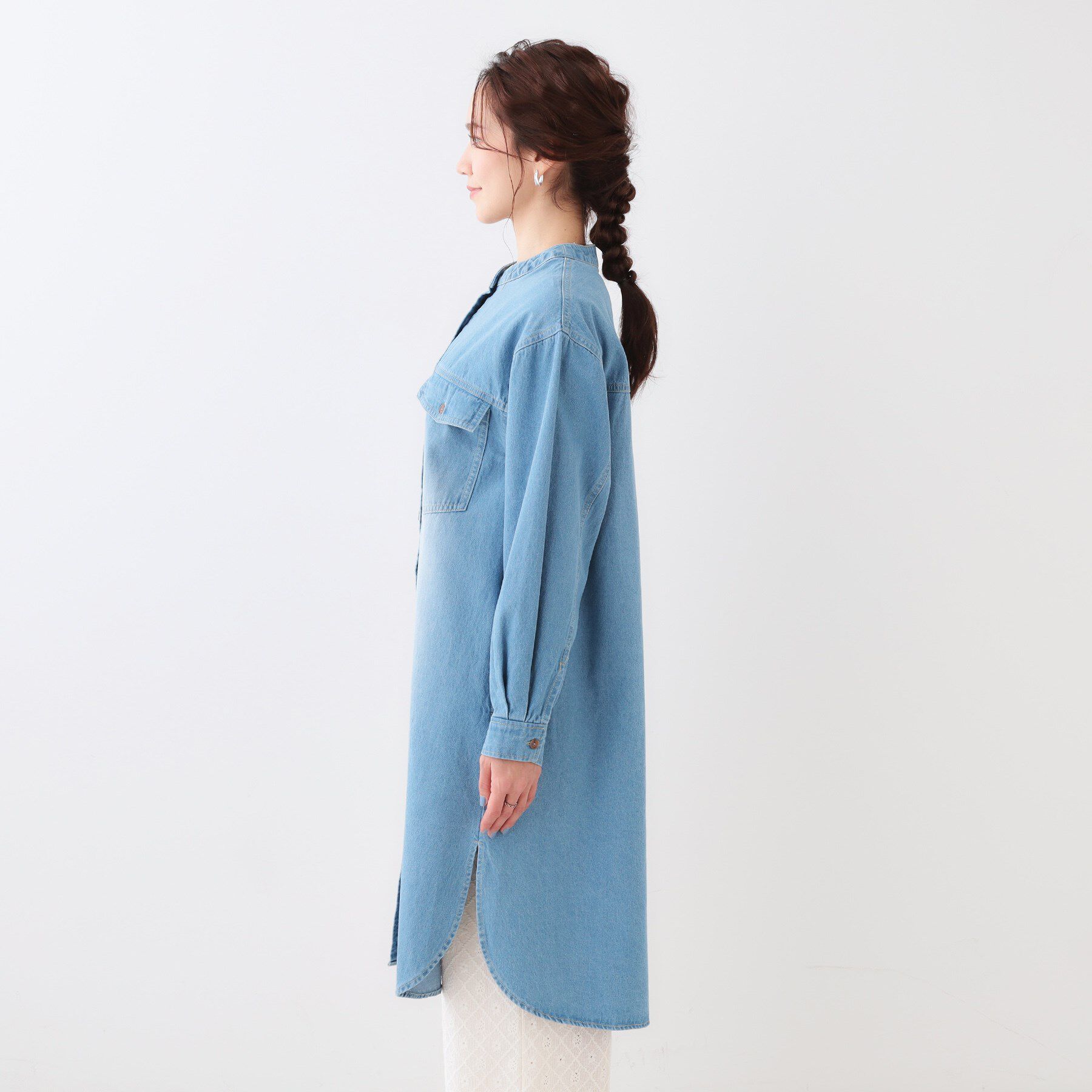 SHOO･LA･RUE「【洗える/体型カバー】デニム シャツワンピース」|ワンピース|