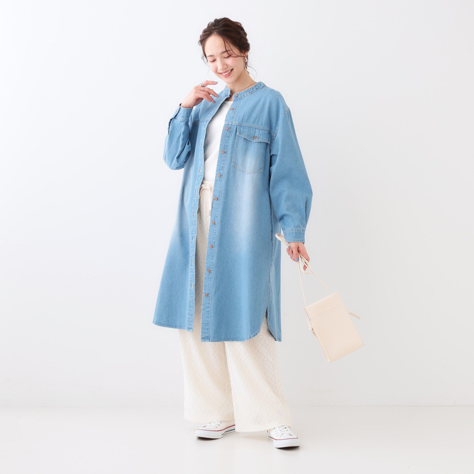 SHOO･LA･RUE「【洗える/体型カバー】デニム シャツワンピース」|ワンピース|