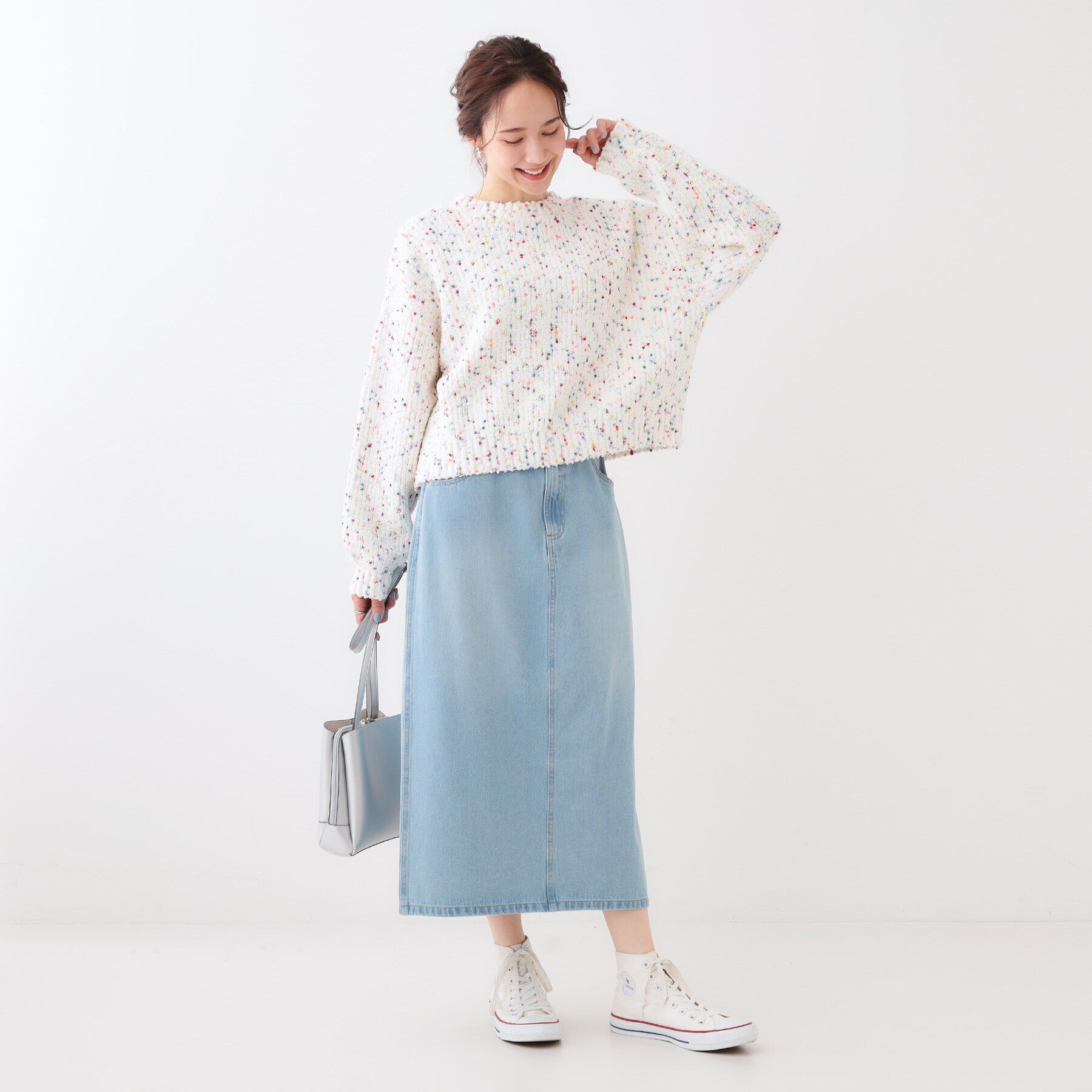 SHOO･LA･RUE「【S-LL/洗える】年中穿ける デニム ナロースカート」|スカート|