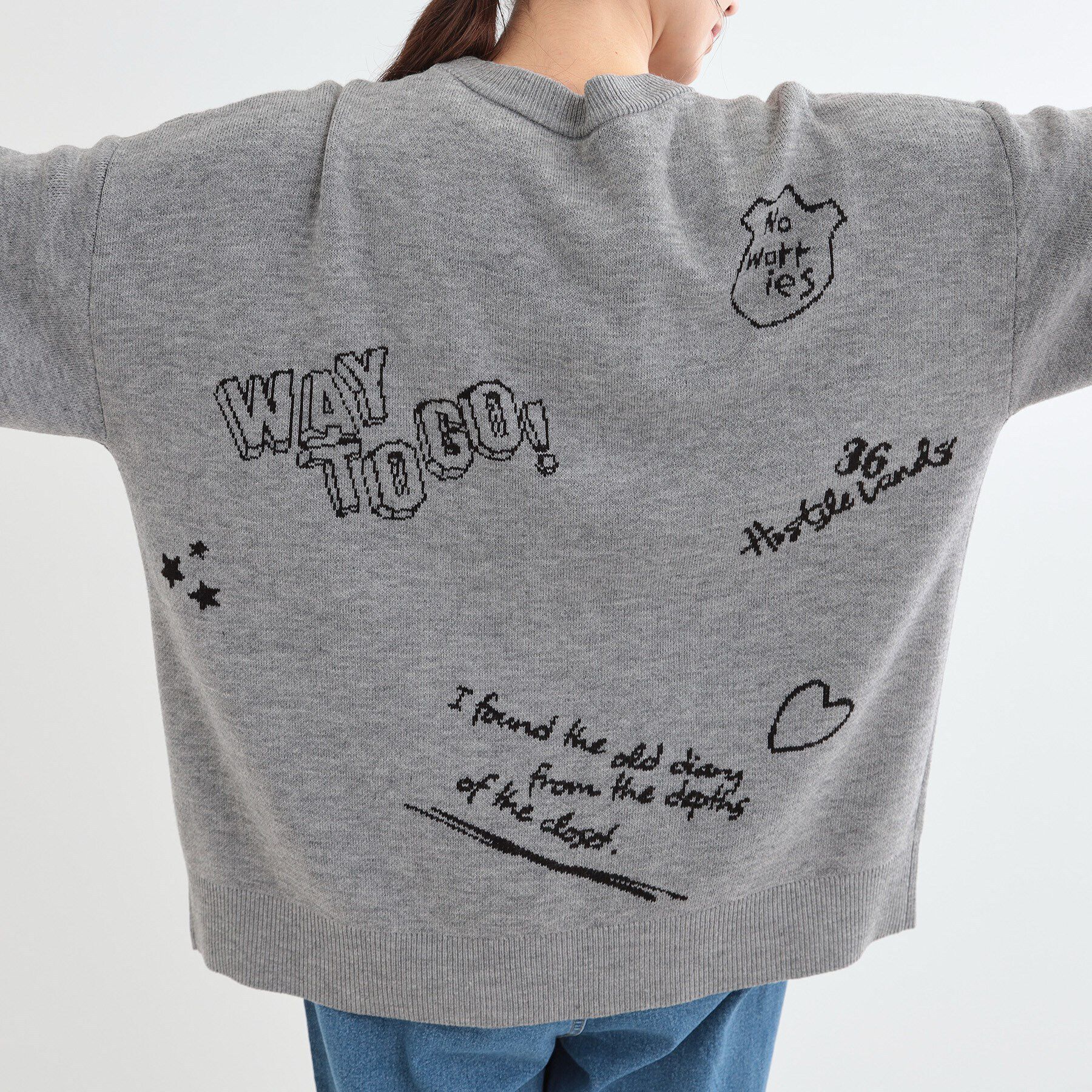 SHOO･LA･RUE「【S-LL/体型カバー】刺繍アソート Vネック ゆるニットカーディガン」|カーディガン|