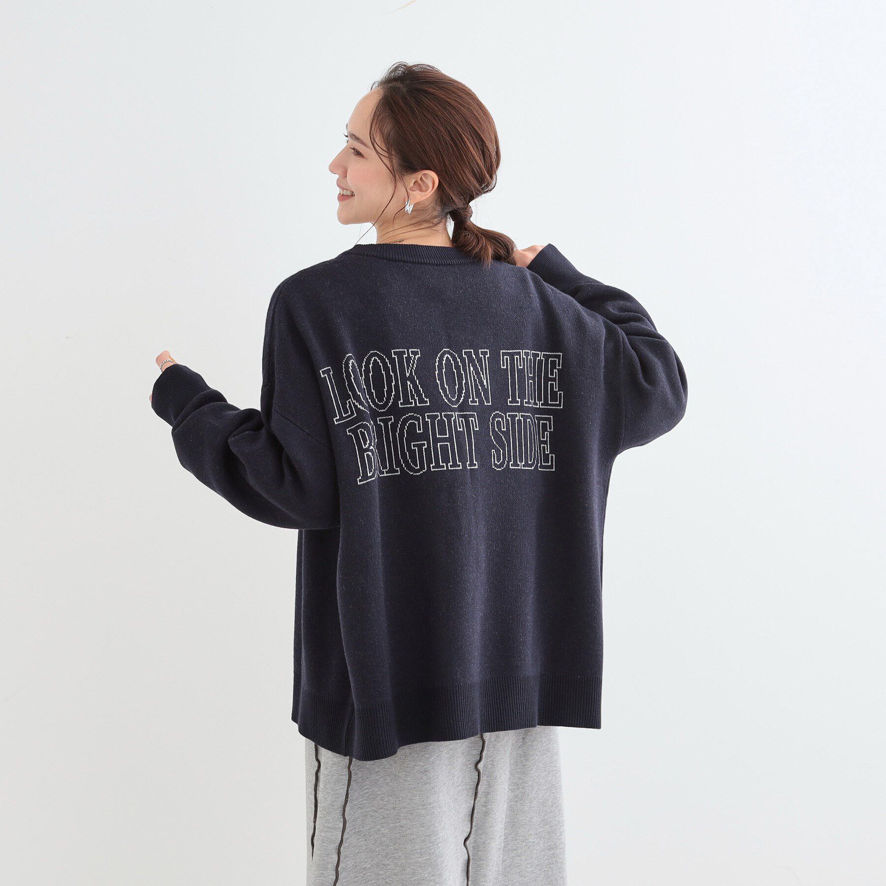 SHOO･LA･RUE「【S-LL/体型カバー】刺繍アソート Vネック ゆるニットカーディガン」|カーディガン|