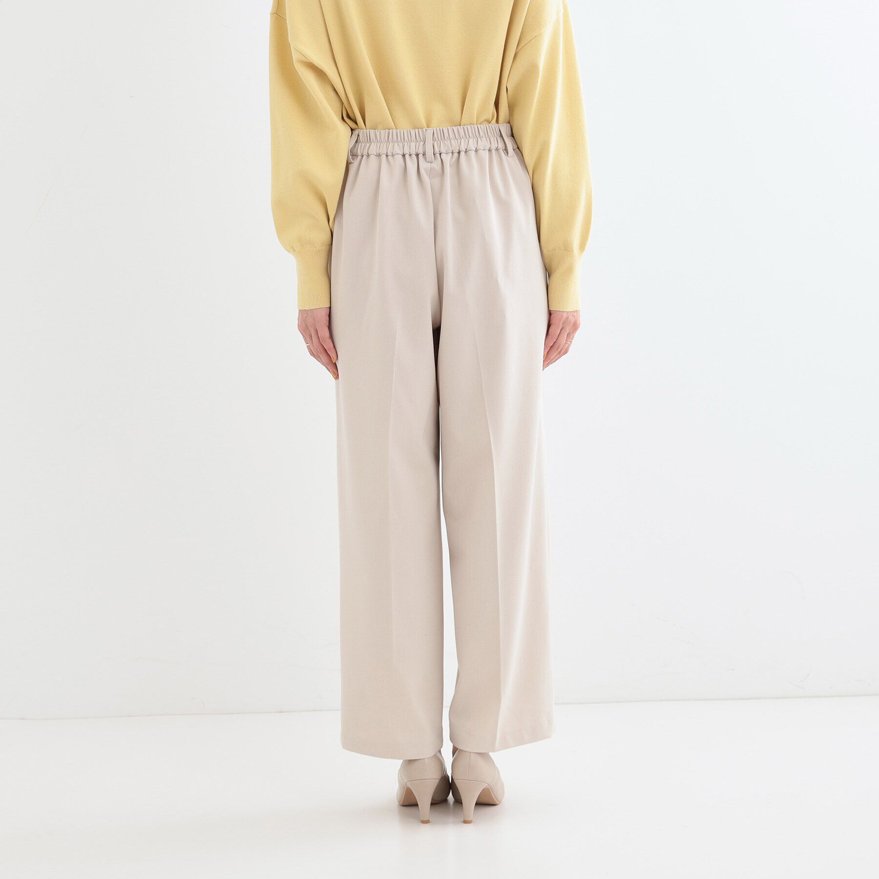 SHOO･LA･RUE「【洗える/S-LL】脚のラインを拾いにくい センタープレス タックワイドパンツ」|その他|