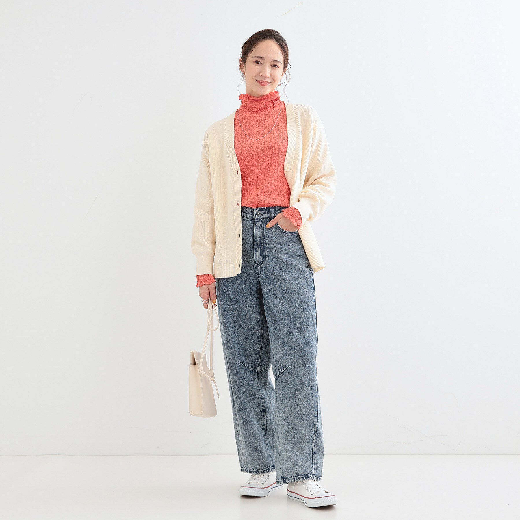 SHOO･LA･RUE「【洗える/S-LL】レイヤードスタイルに ふくれシャーリングネックインナー」|Tシャツ・カットソー|
