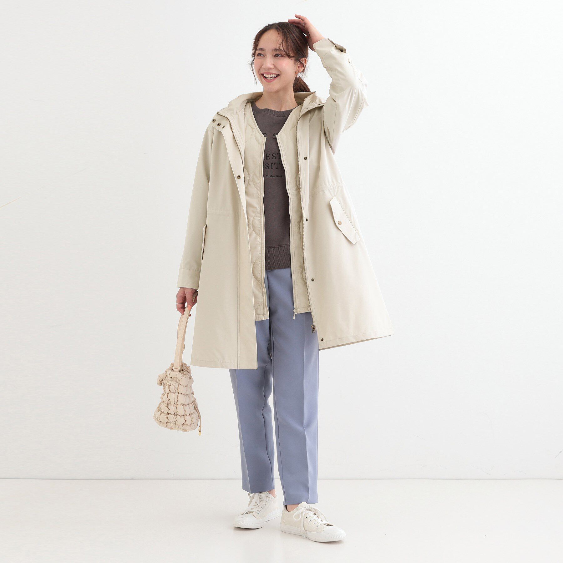 SHOO･LA･RUE「【撥水/防花粉/S-LL】ライナー付き ミリタリーフーデッドコート」|その他|