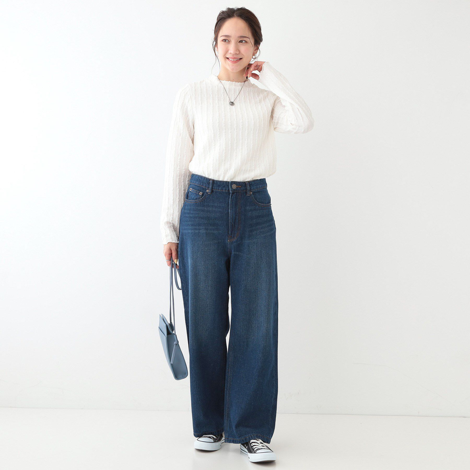 SHOO･LA･RUE「【S-LL】一枚でもインナーでも ふくれジャカード プチハイネックトップス」|Tシャツ・カットソー|