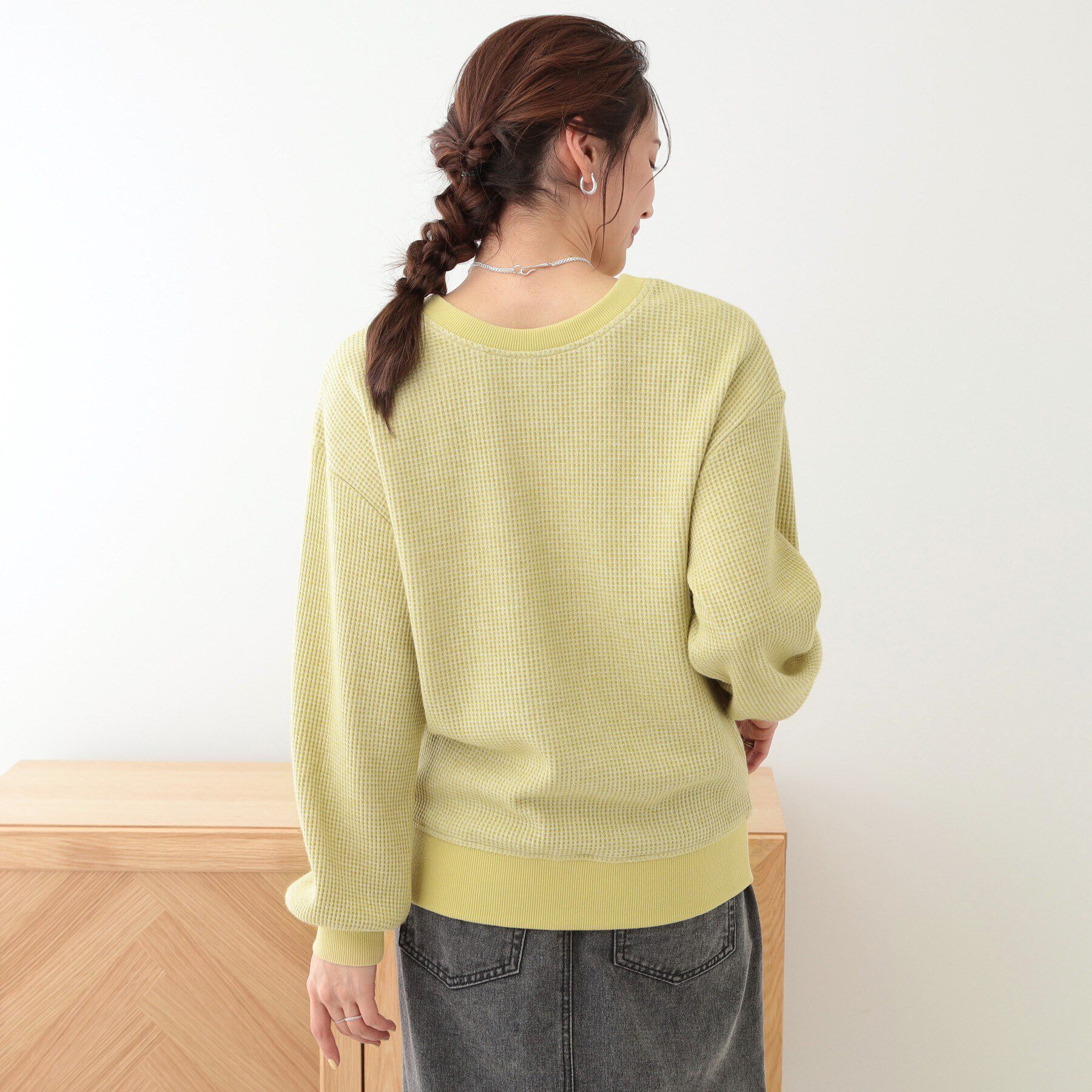 SHOO･LA･RUE「【洗える/S-LL/前後2WAY】きらっと光るラメが目を惹く ワッフルトップス」|Tシャツ・カットソー|