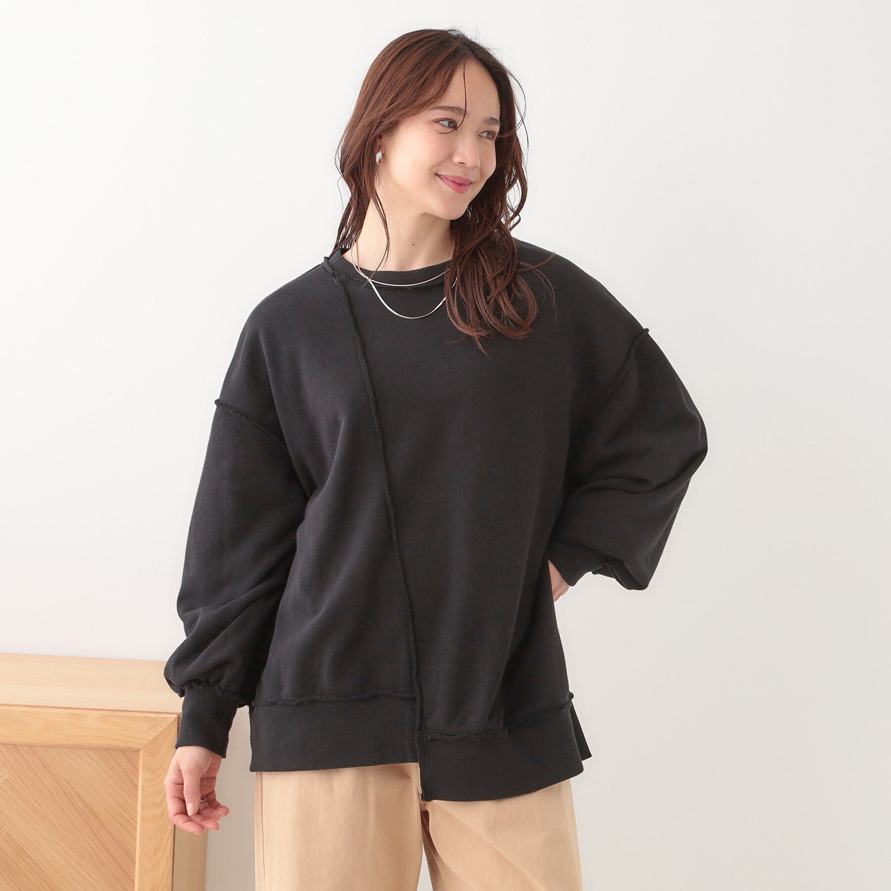 SHOO･LA･RUE「【リメイク風】つぎはぎ切替デザインスウェット」|パーカー|