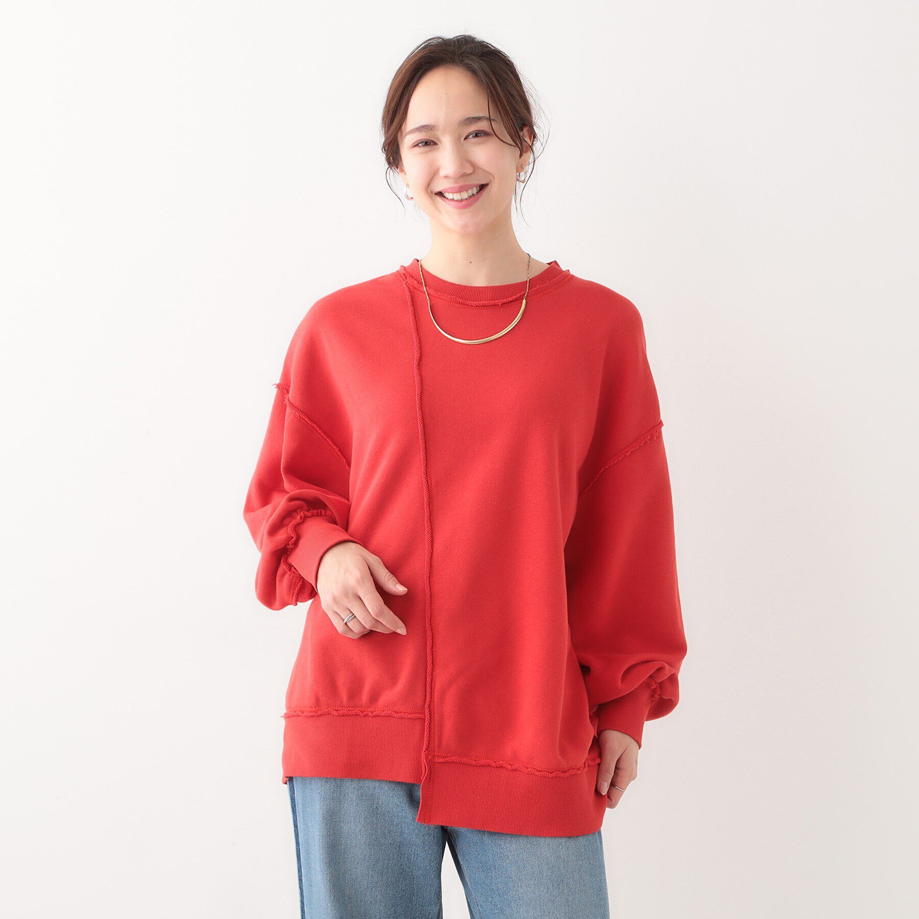 SHOO･LA･RUE「【リメイク風】つぎはぎ切替デザインスウェット」|パーカー|