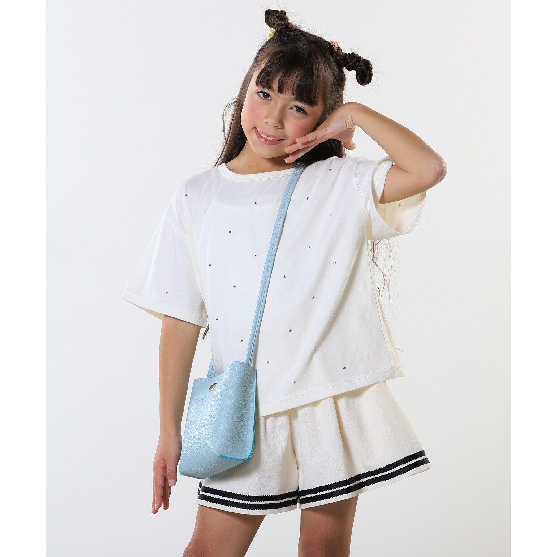 SHOO･LA･RUE「【100-150cm】裾テープ使いフレアスカパン」|キュロット|