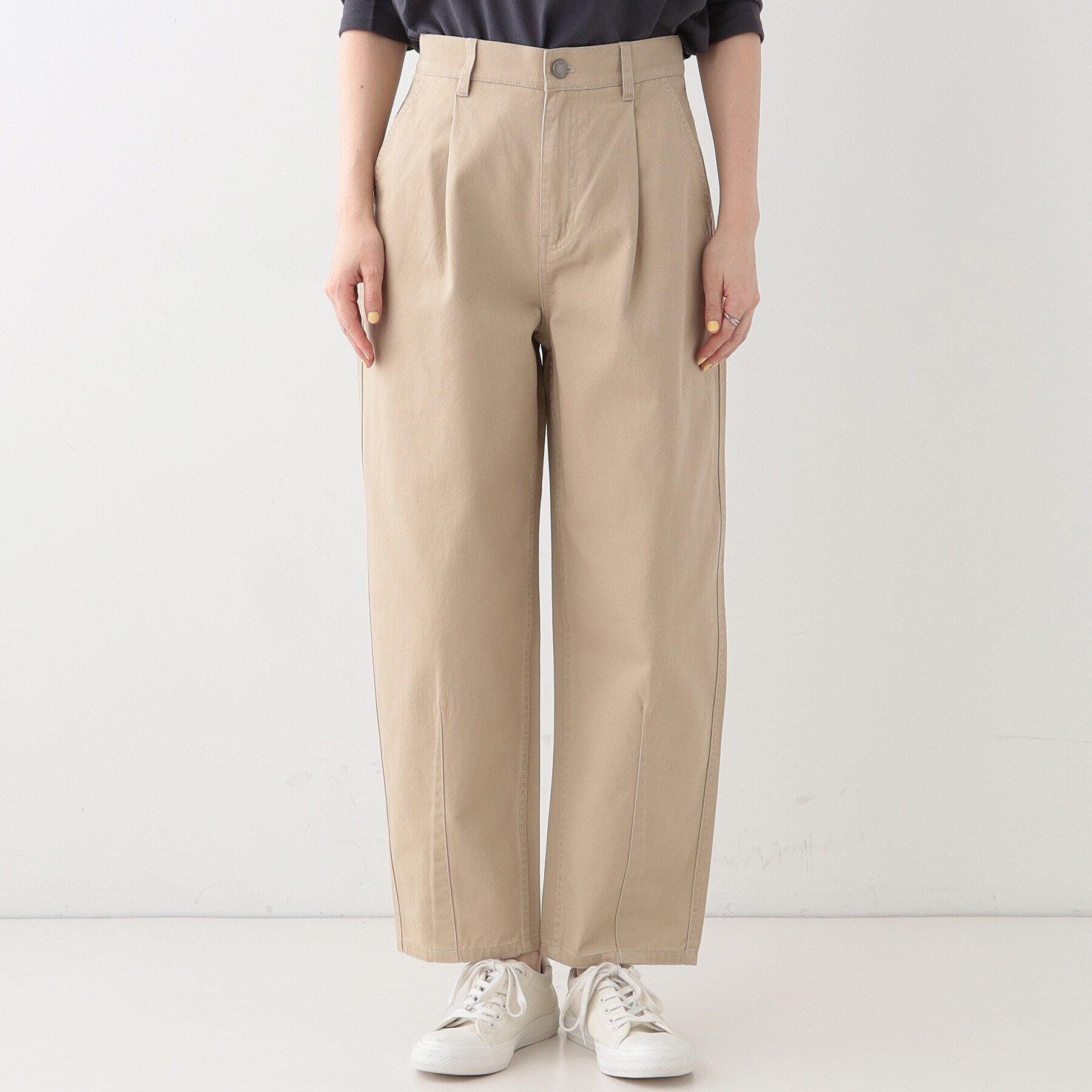 SHOO･LA･RUE「【洗える/S-LL】脚のラインを拾いにくい 綿ツイルカーブパンツ」|その他|