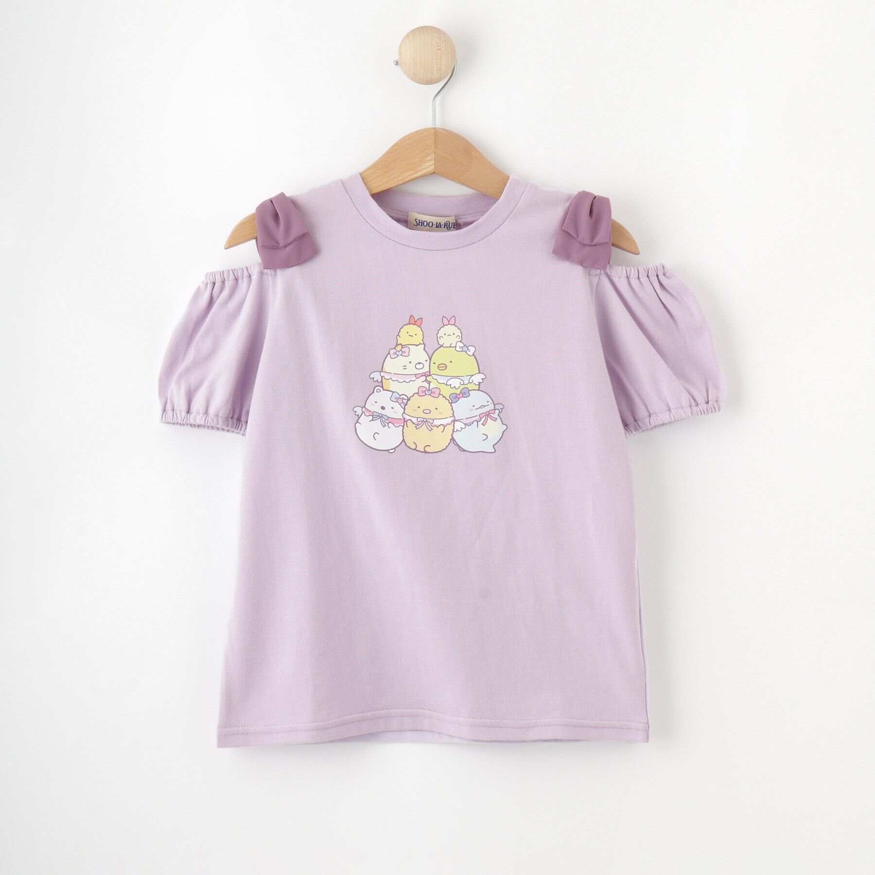 SHOO･LA･RUE「【すみっコぐらし】肩あき立体リボンTシャツ」|Tシャツ・カットソー|ラベンダー(080)