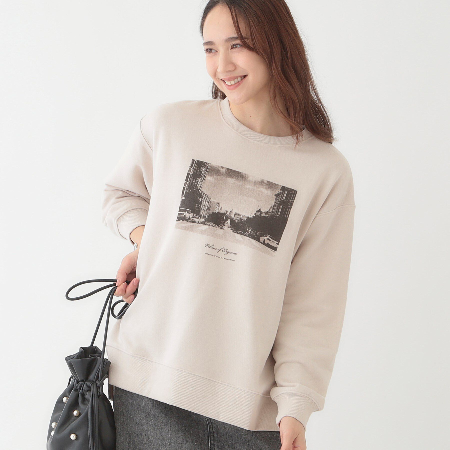 SHOO･LA･RUE「【洗える/S-LL】選べる3柄 グラフィックスウェット」|Tシャツ・カットソー|ライトベージュ(35