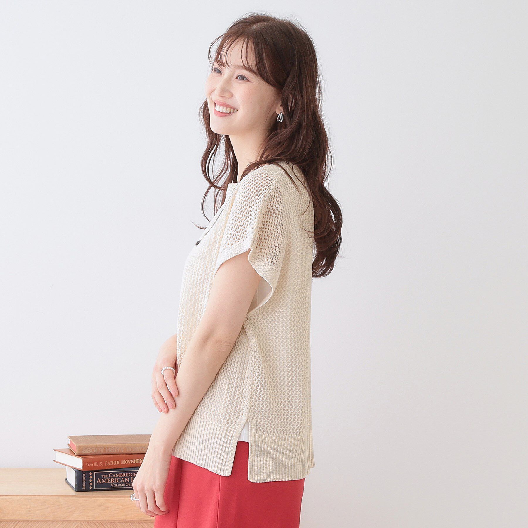 SHOO･LA･RUE「【S-LL/2点セット】大人ナチュラルな メッシュ編みニット+タンクトップ」|その他|