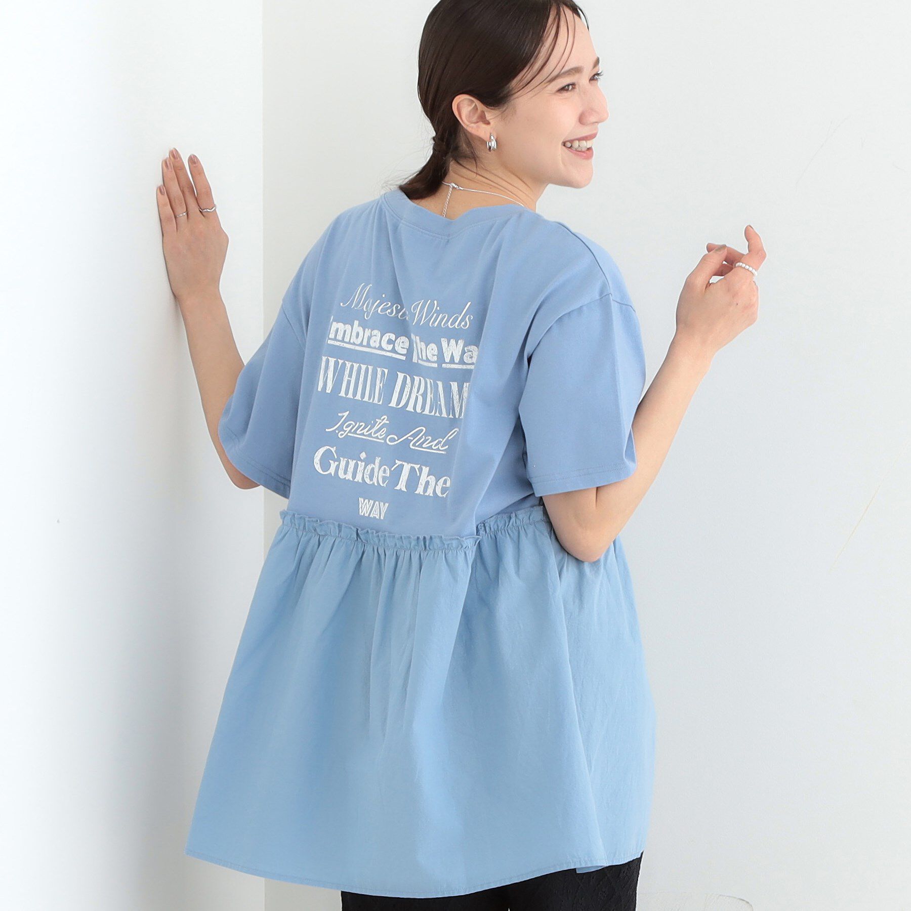 SHOO･LA･RUE「切り替えリメイク風カットソー」|Tシャツ・カットソー|ブルー(091)