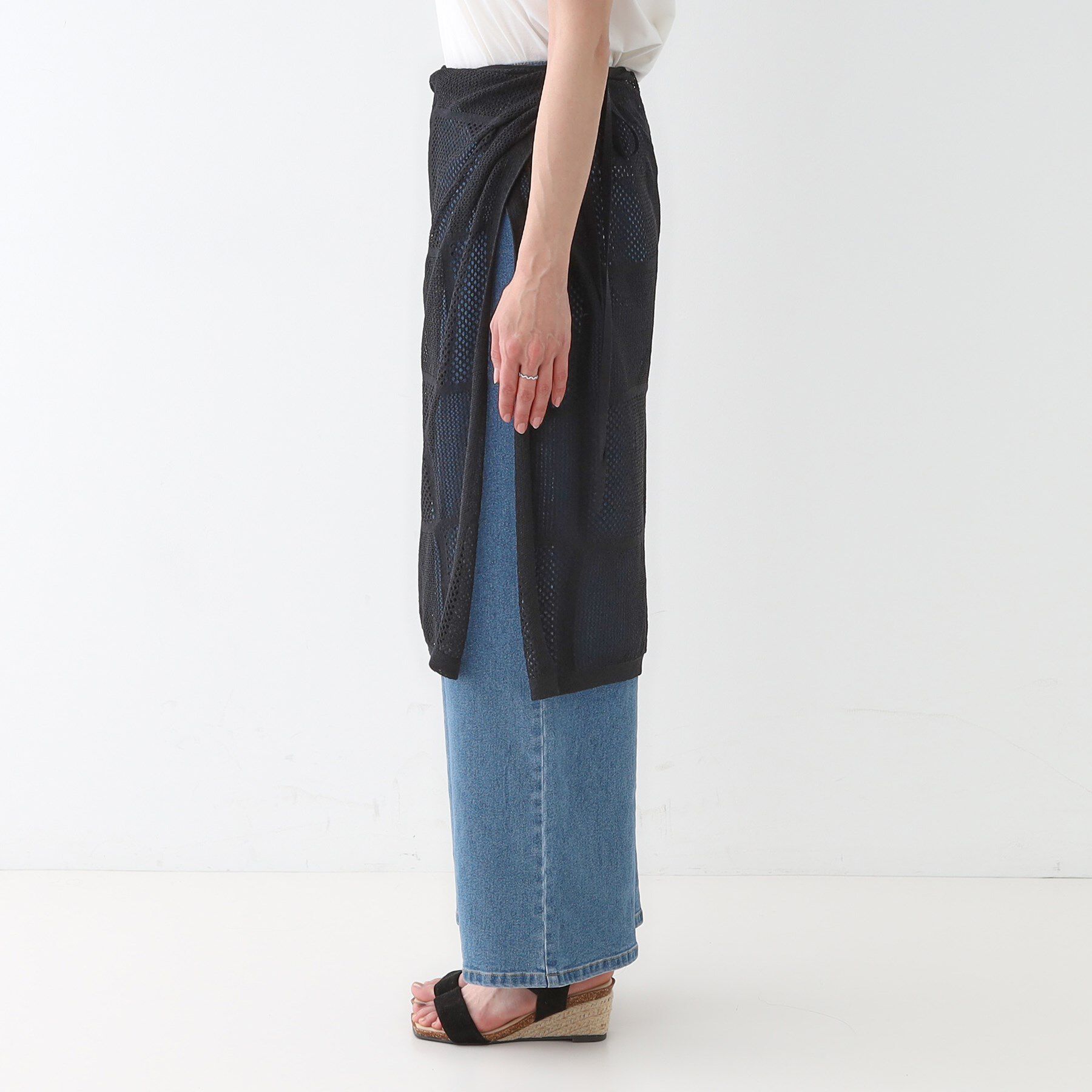 SHOO･LA･RUE「パッチワーク風ニット 巻きスカート」|スカート|