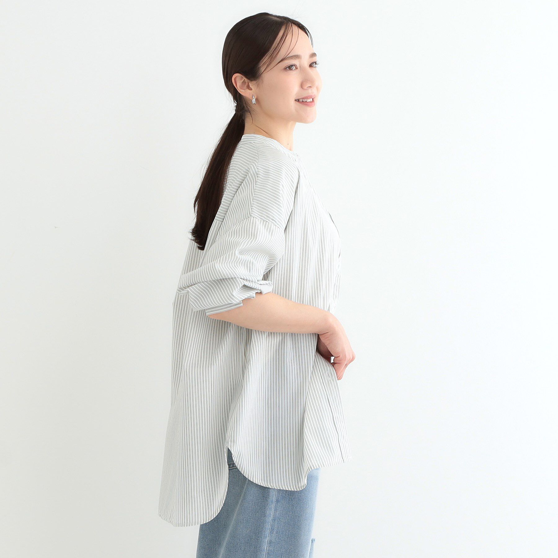 SHOO･LA･RUE「【3WAY】フリルサッシュ付きバンドカラーシャツ」|シャツ・ブラウス|