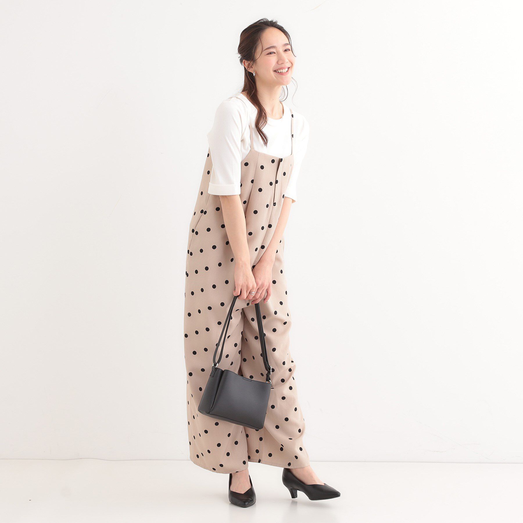 SHOO･LA･RUE「【S-LL】1枚でもインナーでも テレコ5分袖トップス」|Tシャツ・カットソー|