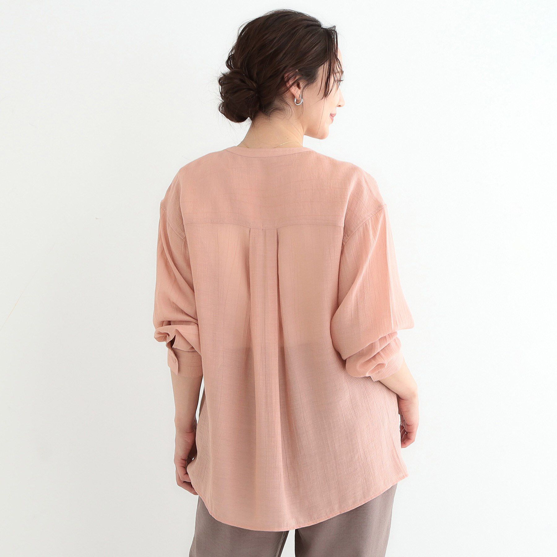 SHOO･LA･RUE「【高レビュー】大人のシアー感 バンドカラーシャツ」|シャツ・ブラウス|