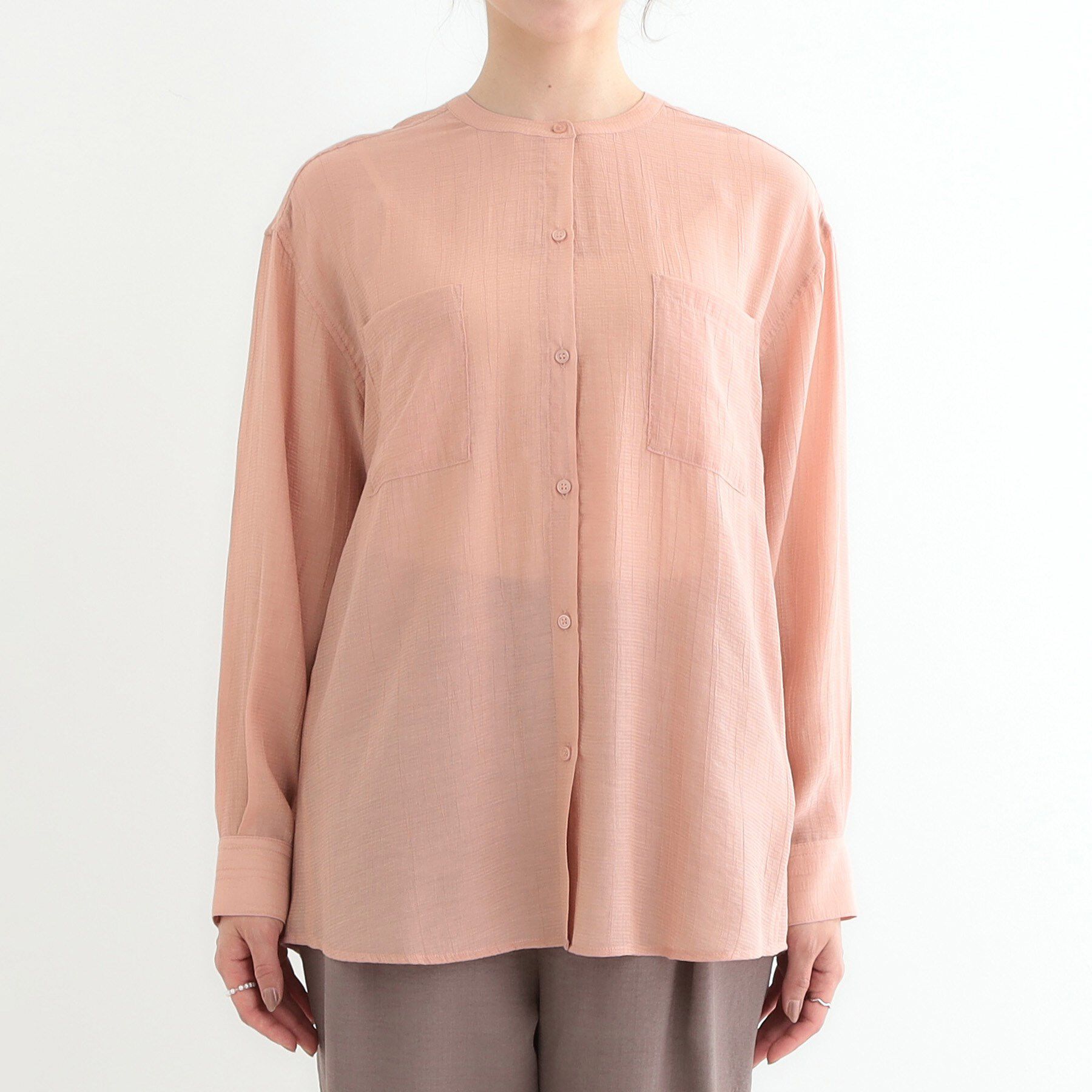 SHOO･LA･RUE「【高レビュー】大人のシアー感 バンドカラーシャツ」|シャツ・ブラウス|
