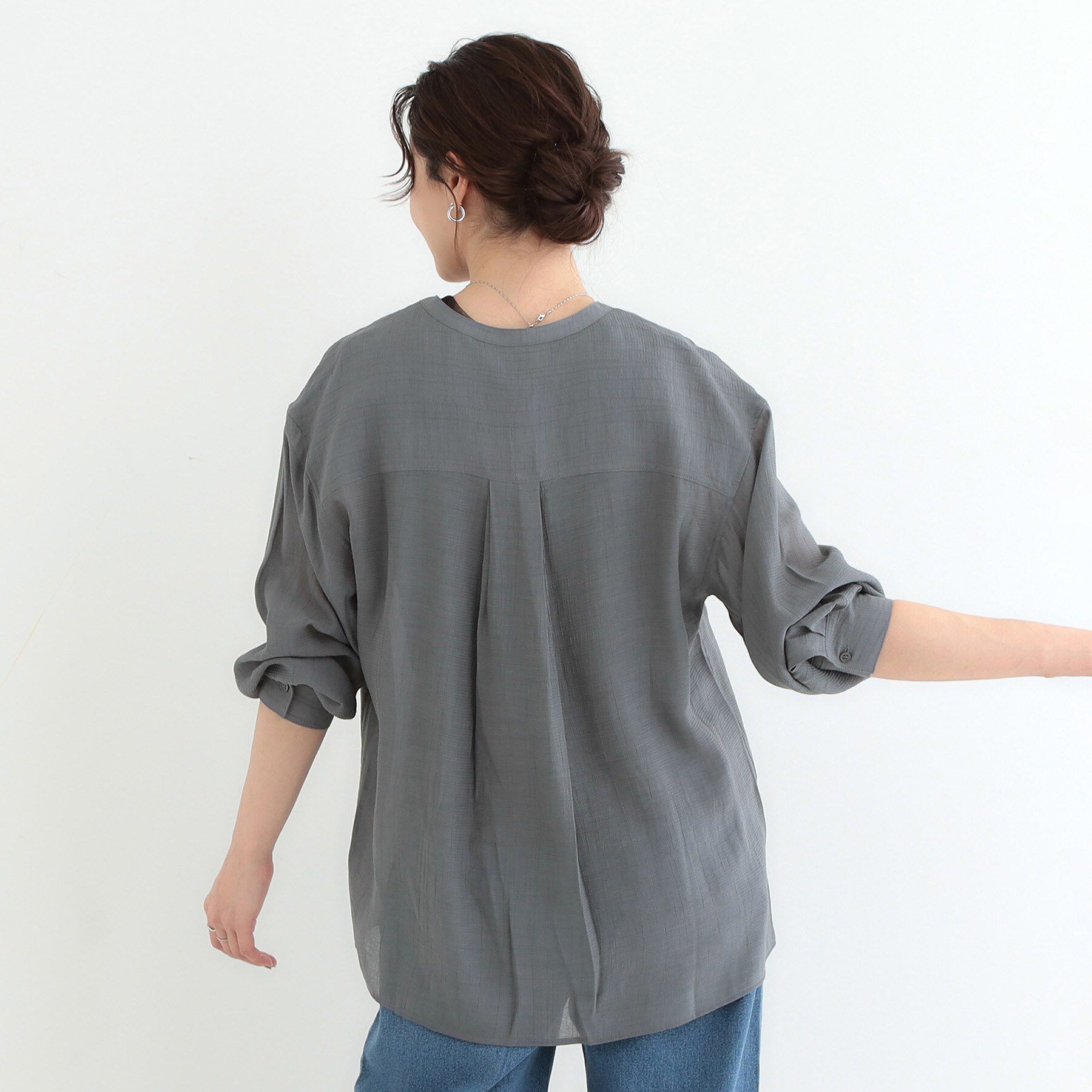 SHOO･LA･RUE「【高レビュー】大人のシアー感 バンドカラーシャツ」|シャツ・ブラウス|