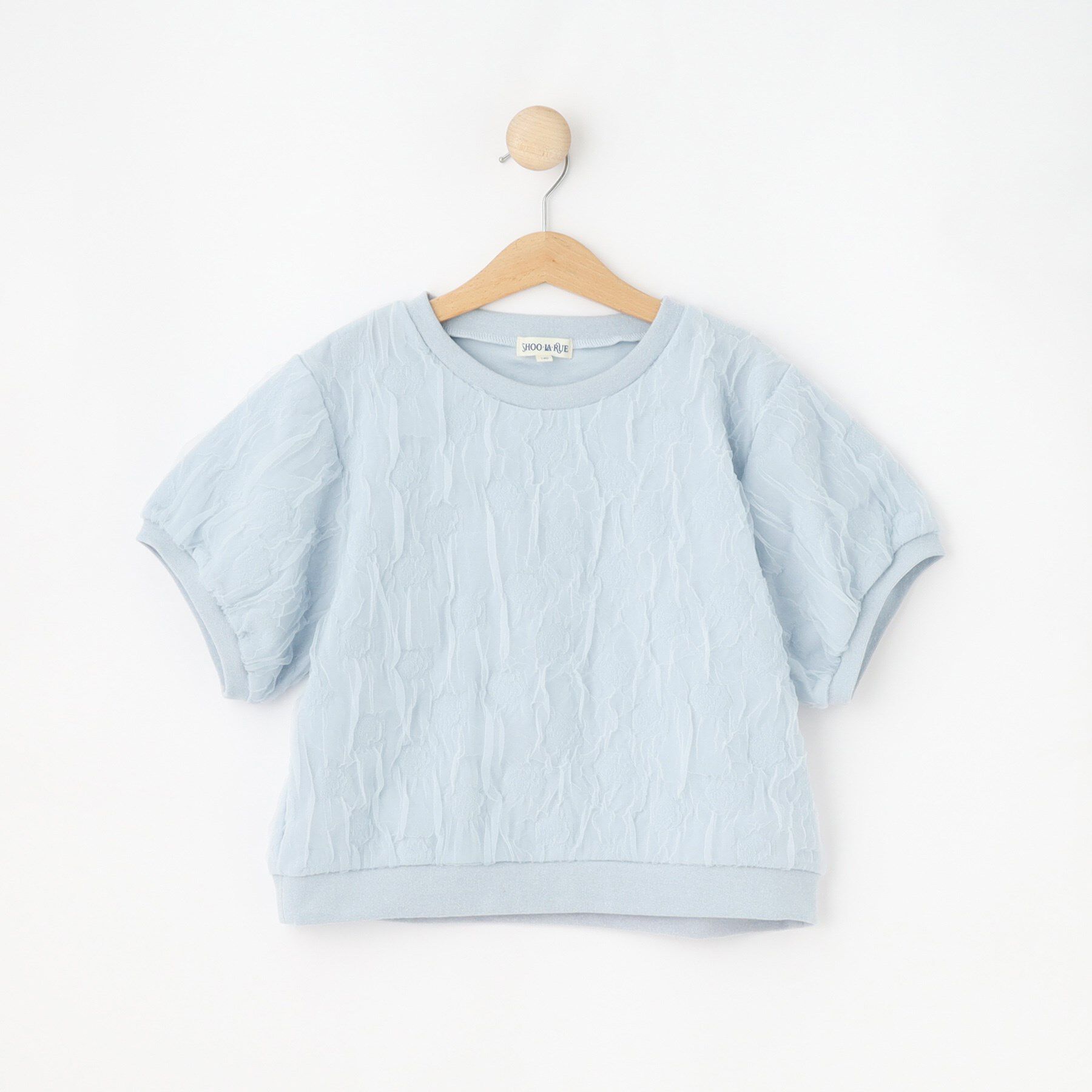 SHOO･LA･RUE「【130-150cm】シアーの凹凸感が大人っぽい デザイントップス」|Tシャツ・カットソー|サックスブルー(09